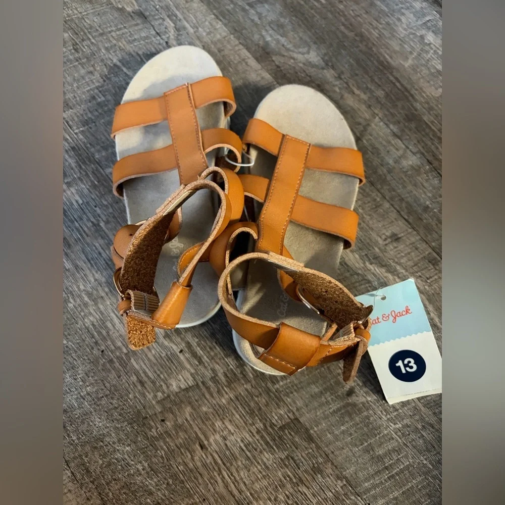 Cat & Jack Girls' Cognac Tan Strappy Gladiator Sandals